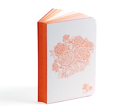 Letterpress Noteオレンジ色の花